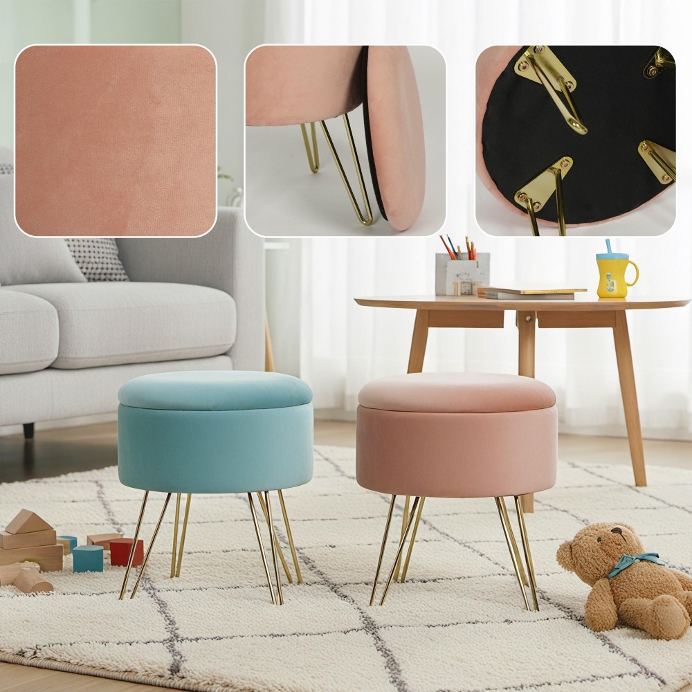 Metal Legs Dual Purpose Storage Round Non Slip Space Saving Home Houseware