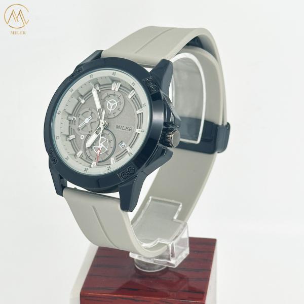 Sport Quartz Watch Silicone Strap With Date Alloy Case Wristwatch Gift