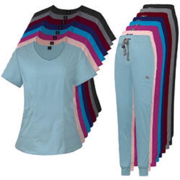Woven Fabric  Hospital Scrub Suit Custom Logo 3 Pockets