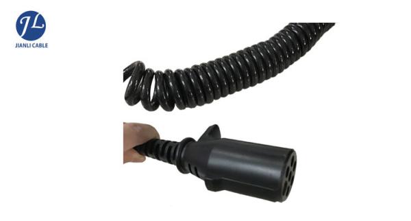 7 Pin Curly Retractable Coil Cable For Vehicle Reversing Camera System 4 Meters