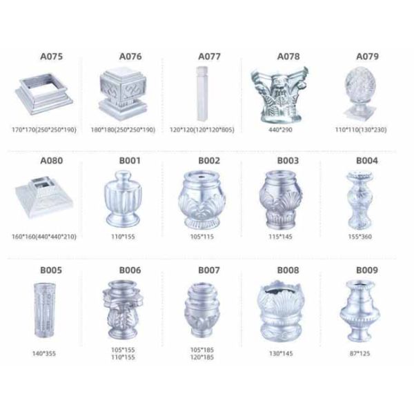 80X80 de aleación de aluminio barandilla de protección balcón barandilla escalera guarnición poste tapa pico tapa asiento del corazón