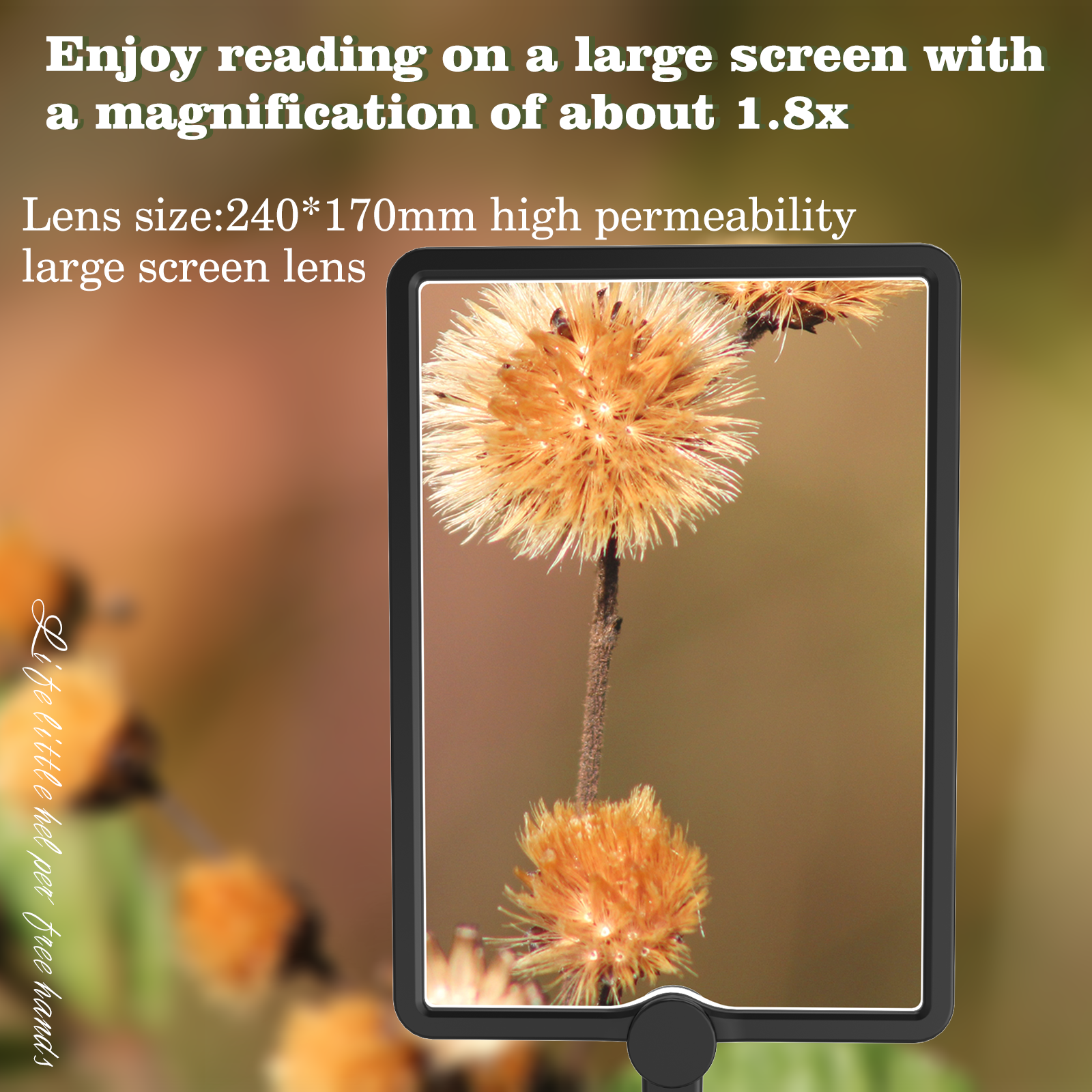 Free 3-in-1 Magnifying Glass-LED Lighted & High Transparency Square Lens  Magnifier Glasses with Led Light