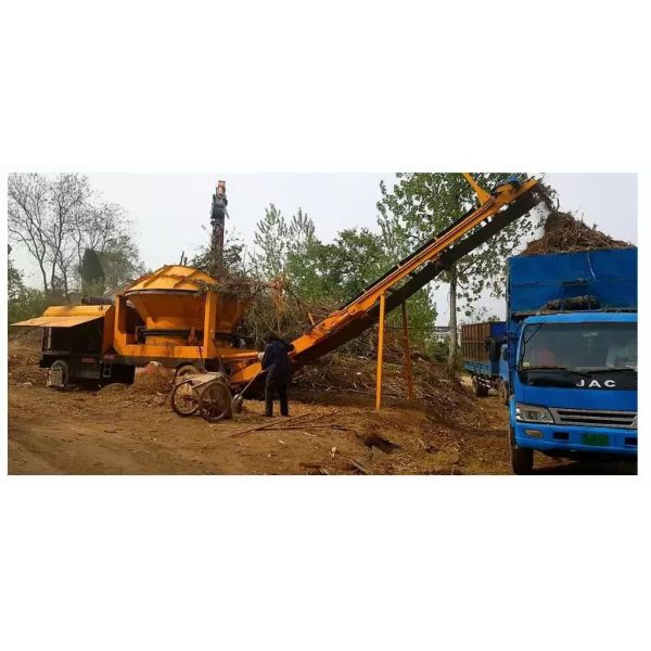 4-6 Blade Diesel Mobile Big Rotary Hopper Wood Tree Root Chipper Stump Shredder Plant