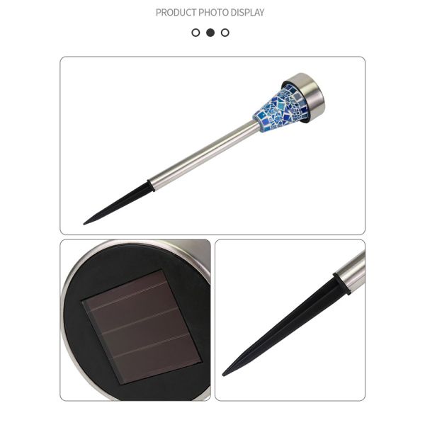 IP44 Solar Powered Mosaic Glass Garden Lights 2W 5000K