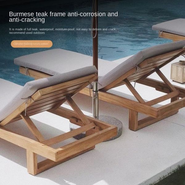 Customized Luxury Pool Teak Wood Lounge Chair Lesiure Bed