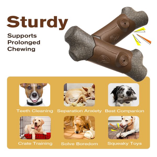 Pet Dog Chew Toys Interactive Tooth Cleaning Bone Indestructible Nylon/TPR Squeak Toy