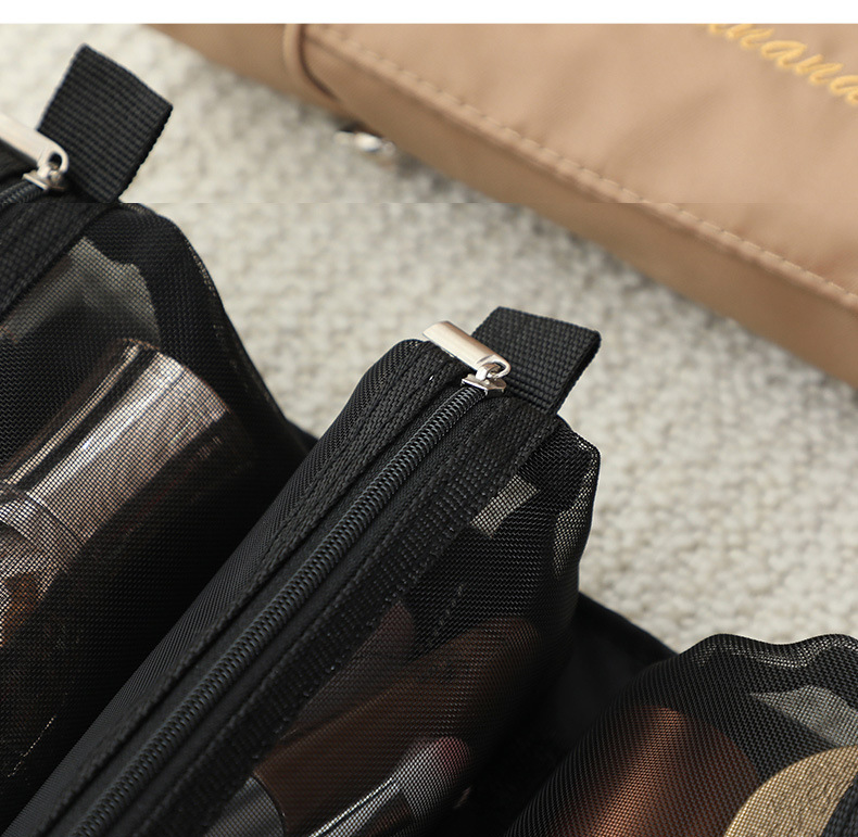 Brushes Lipstick Storage Cosmetic Bag Organizer Travel Nylon Mesh Toiletry Bag