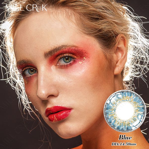 Oem Cosmetic Tricolor Blue Cosplay Contacts Lens 1 Year Without Power PP blister