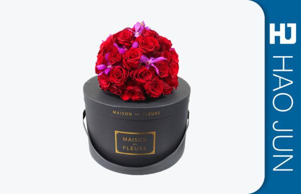 New Arrival High Quality Round Black Cardboard Decorative Flower Boxes Kraft Paper Gift Box