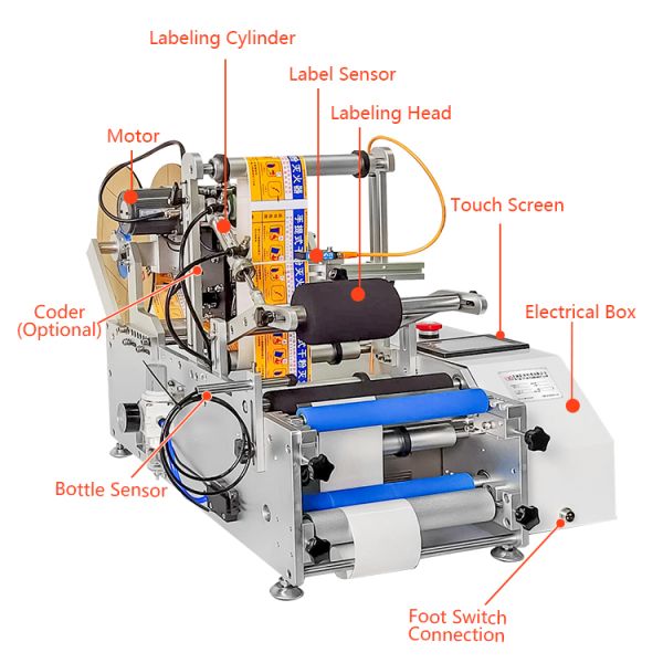 Label Placer Manual Machine Semi-automatic Fruit Juice Red Wine Water Bottle Labeling Machine For Food Chemicals