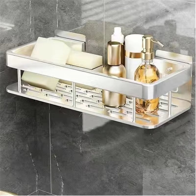Factory OEM Wall Mounted Aluminum Shelves Floating Storage Rack for Bathroom Storage Kitchen Spice Rack Living Room Decor