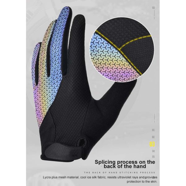 Customized Logo Full Finger Microfiber Touch Screen Sports Cycling Gloves for Biking