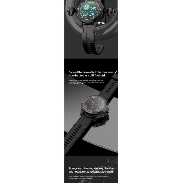 Eraysun 2 in 1 Bt Call Function Smartwatch Pressure Smart Watch With Earbuds Bracelet Tws Earbuds