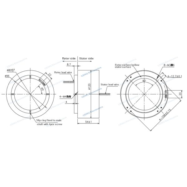 Low Temperature Through Hole Slip Ring with Electric Power and Signal for Industry Robotic