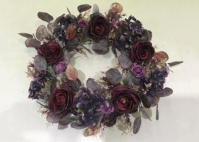 55cm French Hydrangea Eucalyptus Rose Artificial Autumn Wreath
