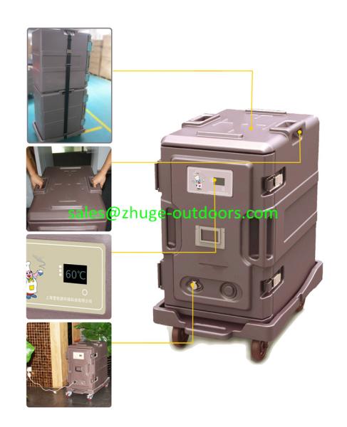 Durable Brown Electric 116Litre Front Loading Insulated Food Pan Cart