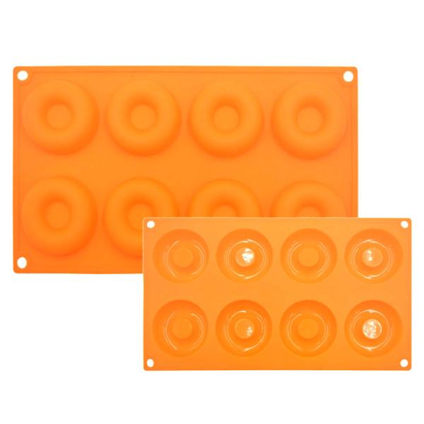 8 Cavity 3D Silicone Cake Moulds Doughnut Shape Custom Made Soap Molds