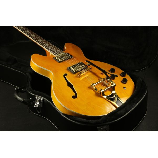 High Quality amber hollow body jazz 335 bigsby bridge electric guitar Guitar