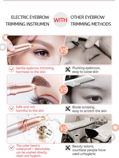 Mini Electric Eyebrow Hair Remover Pen ,  Laser Eyebrow Trimmer Multifunctional