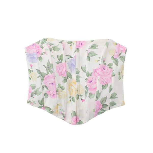 Верхние части танка сексуальных дам полиэстера лифа печати коротких без бретелек безрукавные