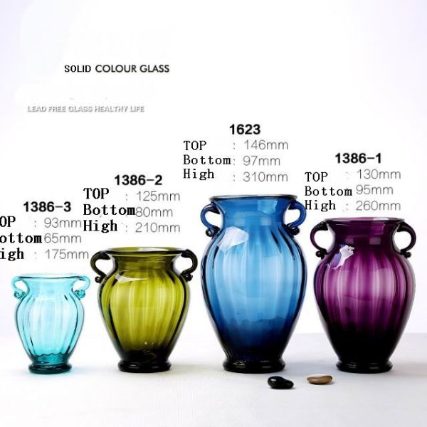 Ваза стеклянной бутылки ушей сплошного цвета 2, стекло вазы цветка для домашнего оформления
