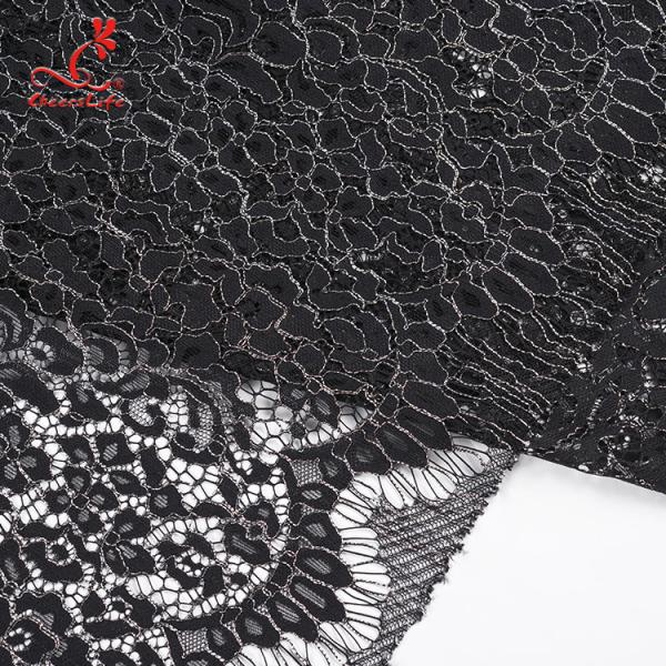 High quality Black Nylon lace fabric for evening dress