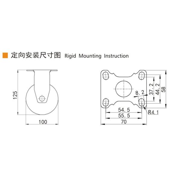 Couche en zinc rouleaux légers de service gris rouleaux de chaise de 4 pouces 364P-76