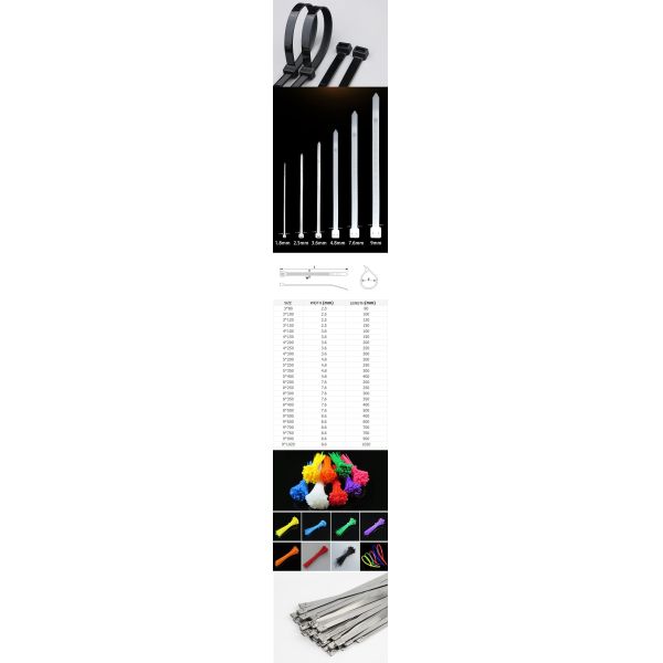 PA66 10'' Black Nylon Cable Tie 5mm Soft Touch Low Profile Nylon Cable Tie