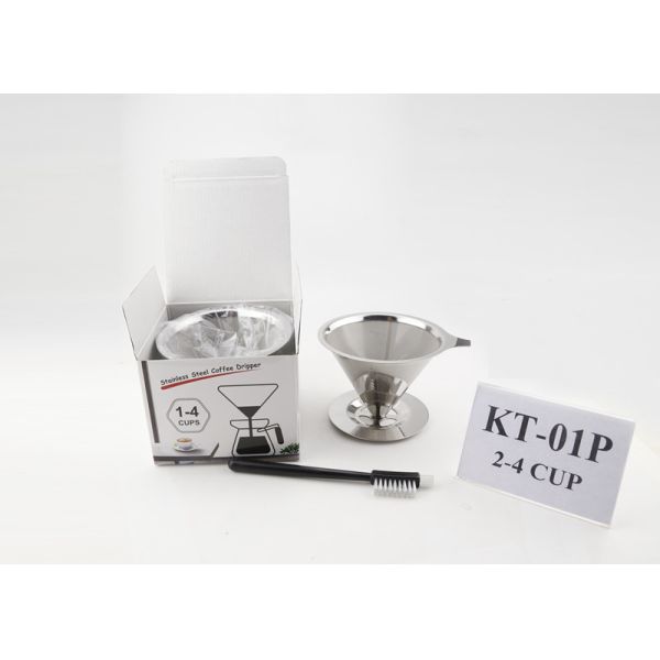 Silver Color 4 Cups Pour Over Coffee Dripper for Coffee Maker Gift Set