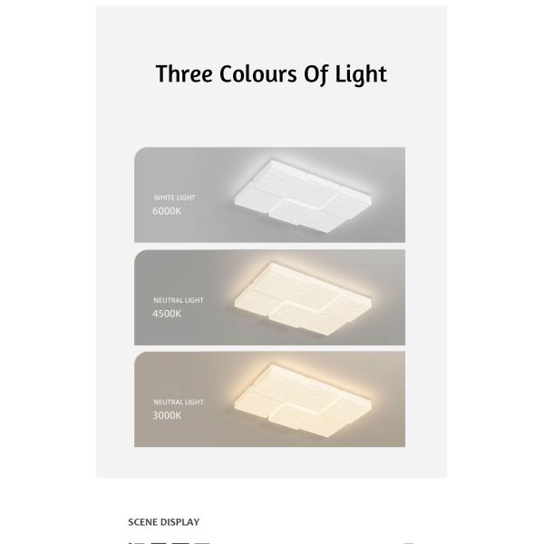 2- Modern LED Full Spectrum Eye Care Ceiling Light with Three-Colour Changing Design