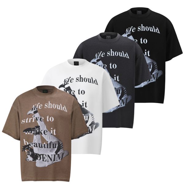 Men's Hip Hop Style Skateboard T-Shirt Fashion Oversized Solid Pattern 100% 230g Heavy Cotton Breathable Eco-friendly Digital