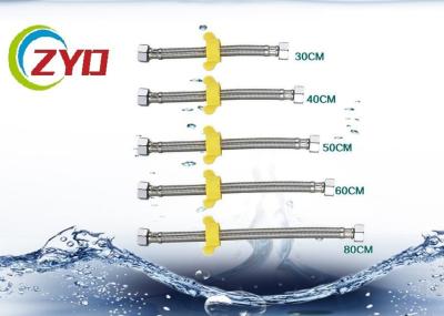 60cm Length 304 Stainless Steel 16  Female Straight Thread Flexible Metal Braided Knitted Hose Faucet Toilet Connector