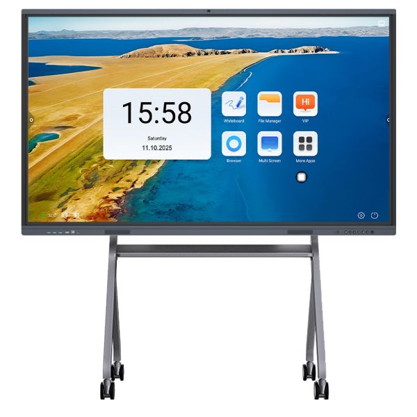 Tableau interactif standard 75 pouces 4K HD avec Android 14.0 et luminosité de 350 cd/m² pour les réunions