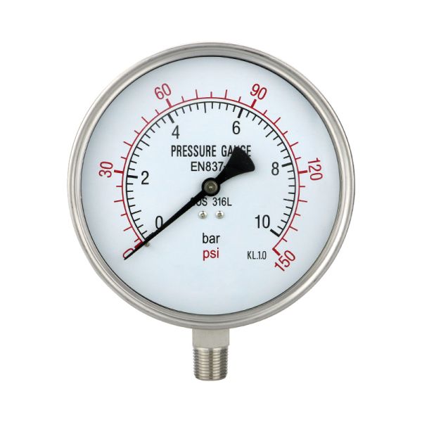 Customized OEM Support Y160BF 150mm 304ss High Pressure Gauges for Oxygen Gas Liquid Oil