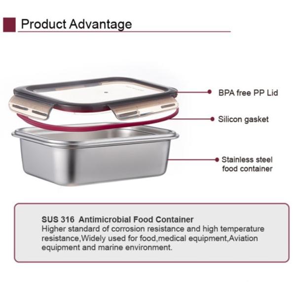 IKOO BPA Free Leak-proof Stainless Steel Food Storage Container with Airtight lid