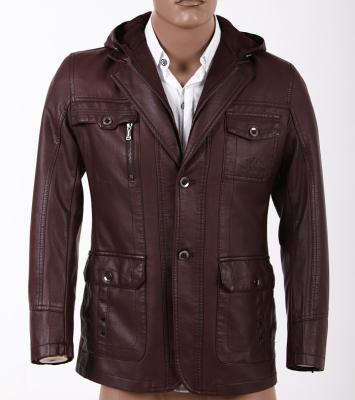 Capa encapuchada modificada para requisitos particulares de la talla 52, de la talla 54, casual, grande y alta, negra/rojo oscuro de la PU del cuero