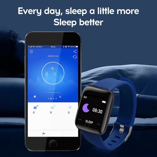 Eraysun 2025 Cheap Relojes Smart Watch Fashion Sport Fitness Waterproof Touch Screen BT 4.0 Heart Rate 116 Plus Smart Watches