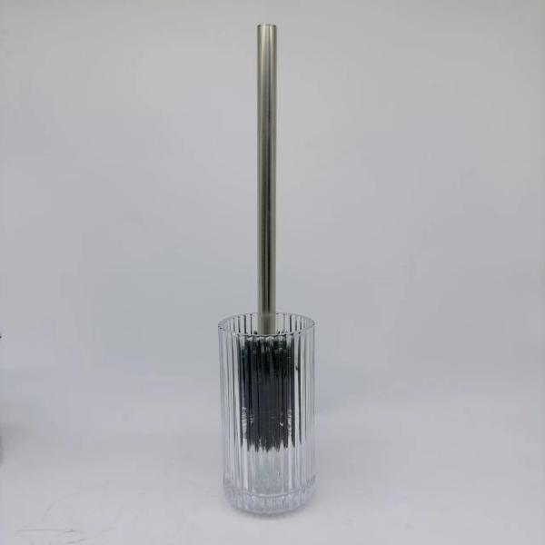Clear glass bathroom accessories round shape with ribbed vertical stripe modern bathroom accessories hand soap bottle