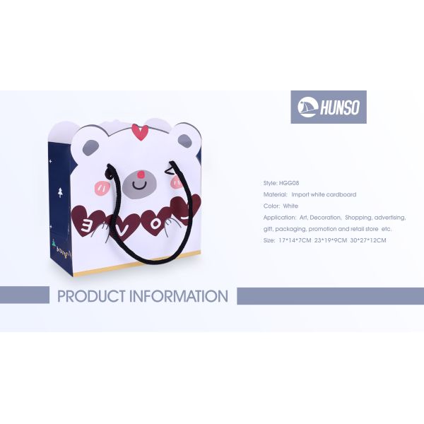 Durable Patterned Gift Bags Cotton String Handle Packaging Glitter Power