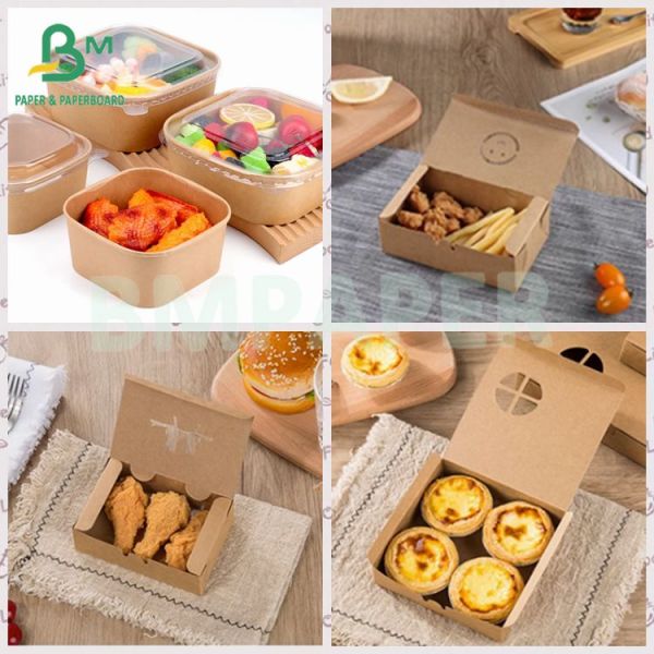 Жироустойчивая упаковка для пищевых продуктов коробка коричневая Kraft PE покрытая бумажная рулонка