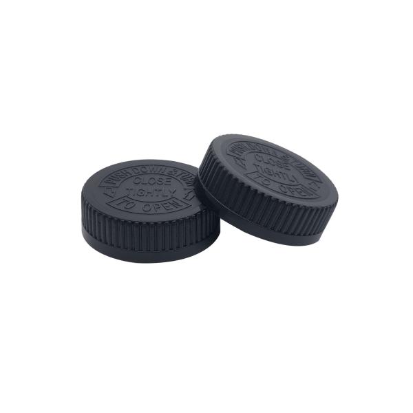 Child Resistance 53/400 Black Bottle Cap With English Characters On Top