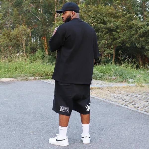 Custom Logo Casual Tracksuit  Short Sleeve Hooded Collar Men Trucksuit
