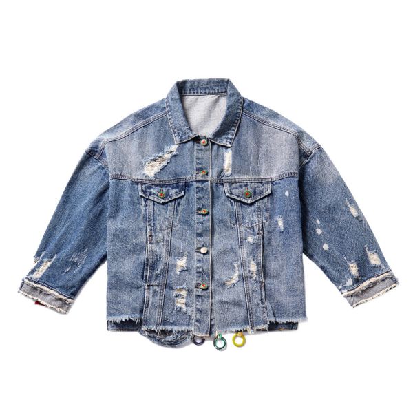 изготовленная на заказ фабрика Китай одежды напечатала дам личности куртки покрывают куртку джинсовой ткани BF свободную подходящую