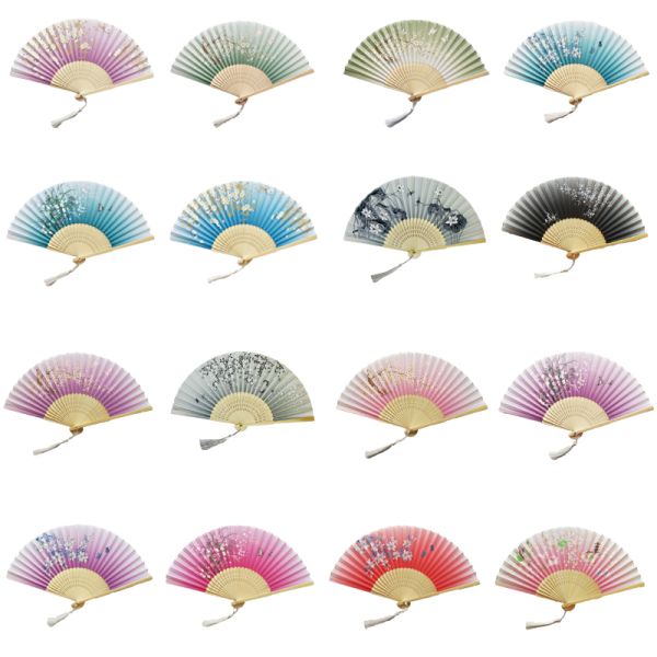 [I AM YOUR FANS] Chinese Flower Pattern Art Craft Gift Folding Fan Party Dance Ancient Style Clothing Hand Fan