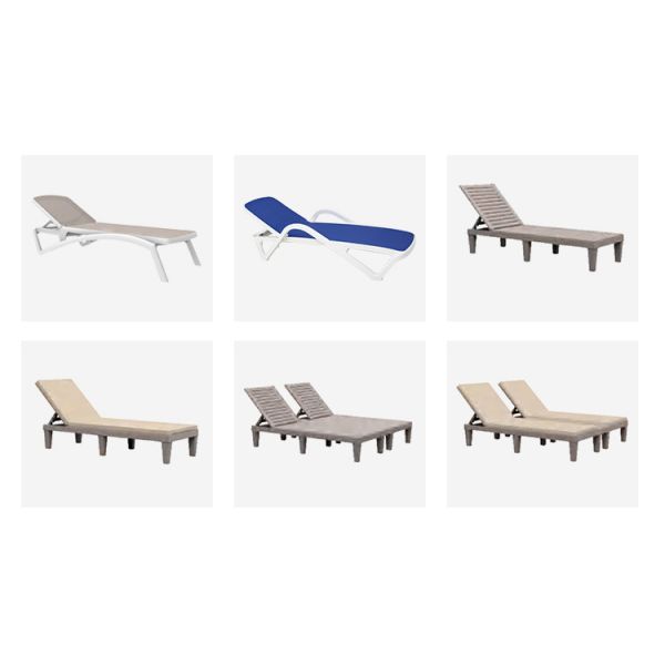 Modern Outdoor Beach Patio Hotel Sun Lounger Chair with Cushion and Stackable Design