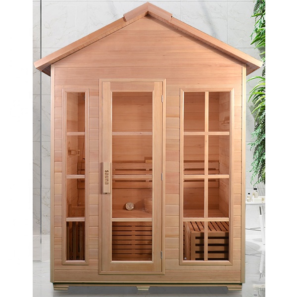 6 Person Redwood Cedar Modern Sauna Outdoor Wet Dry Sauna Wood