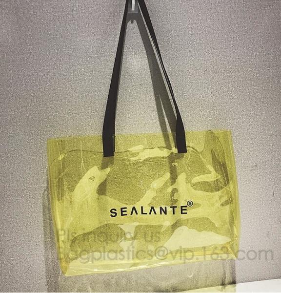 Personalized PVC Women Clear Shoulder Bag, PVC tote bags double shoulder hand bags, Transparent Satchel Shoulder Bag