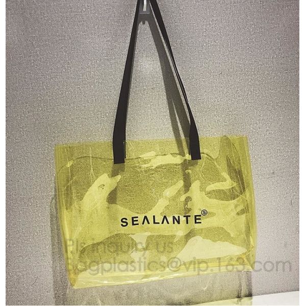 pvc transparent zipper bikini cosmetic bag, tote lady waterproof PVC swimming transparent beach bag, beach bag swimming