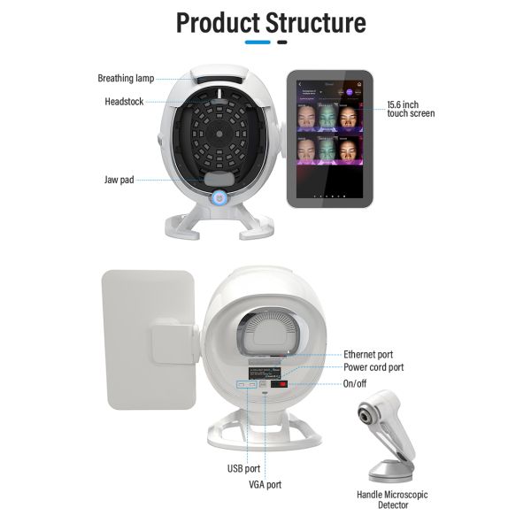 2024 New Design Beauty Salon Portable 3D Facial AI Scanner Home Use Skin Problem Analyzer Machine JC065