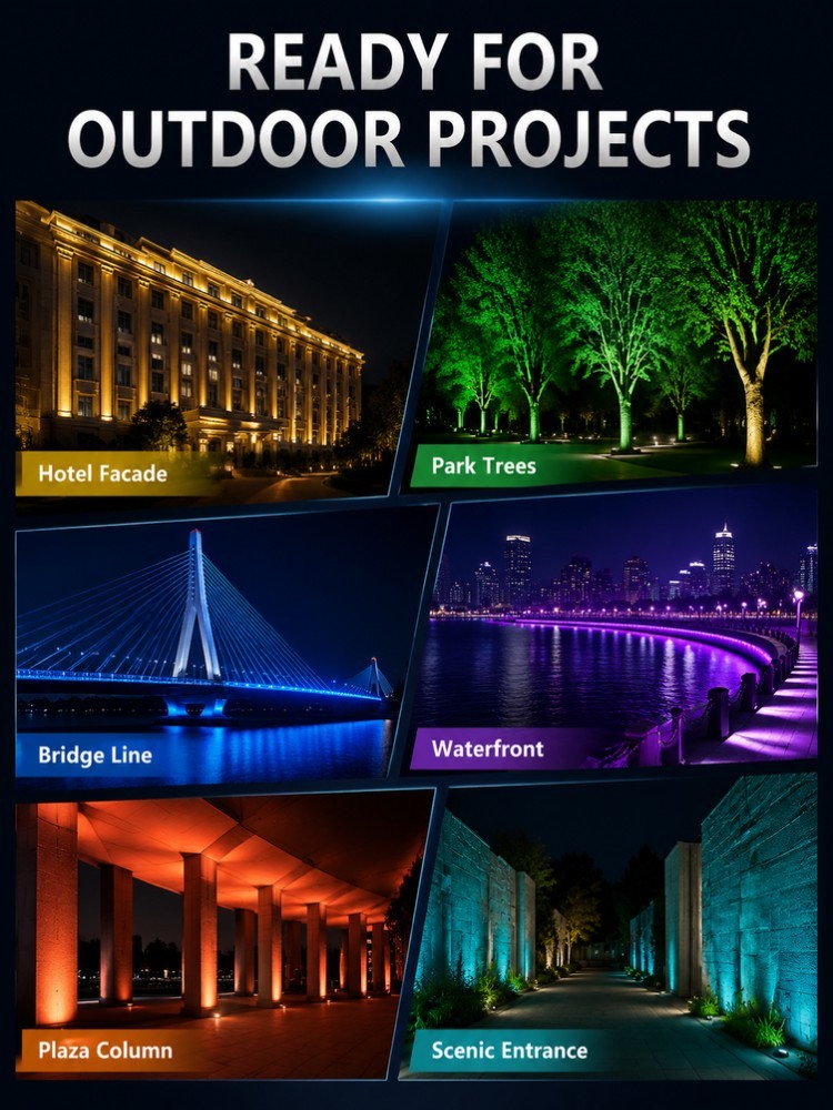 DC24V RGBW Outdoor LED Flood Lights Color Changing for Garden and Bridge Lighting